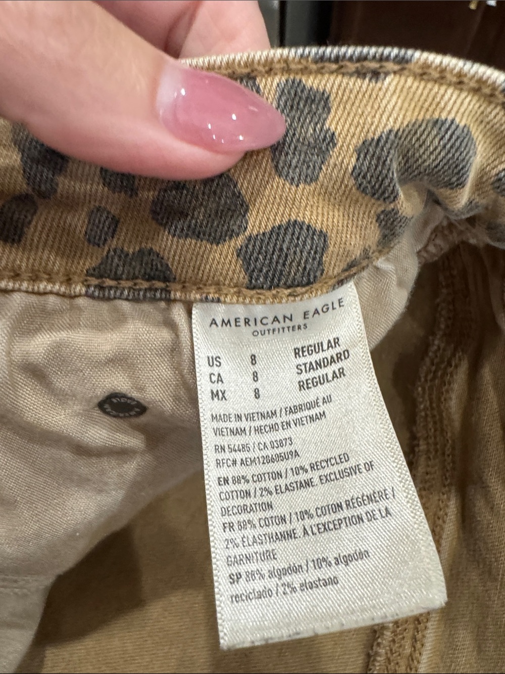 American Eagle Outfitters Leopard Print Ankle Jeans - Tan and Black - Picture 3 of 4